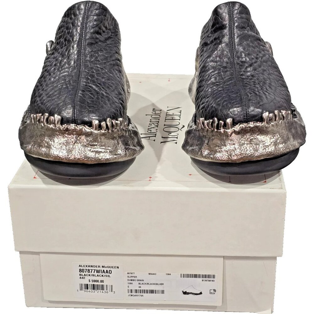$5900 Alexander Mcqueen 807877WIAAO Men's Black Dumbo Grain Slipper-US 11 EU 44